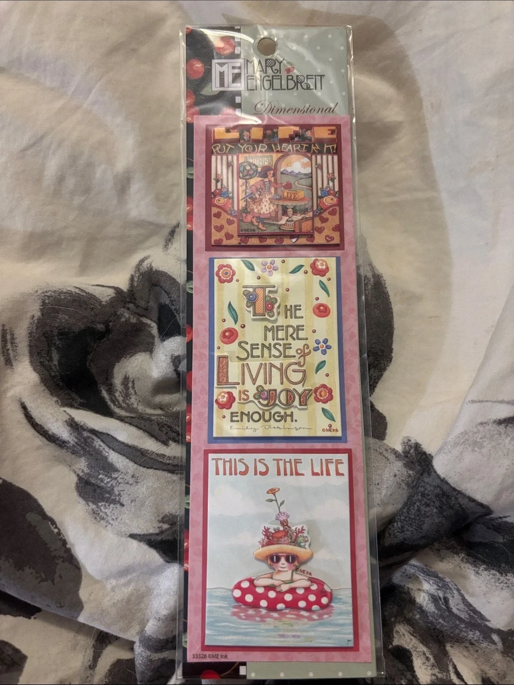 Mary Engelbreit Pink & Red Dimensional Home Party Sticker Strip